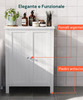 Armadietto Multiuso in MDF con Ripiani Regolabili e 2 Ante per Bagno o Cucina