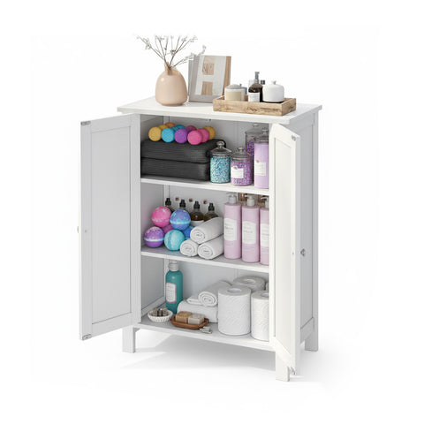 Armoire de rangement polyvalente en MDF avec étagères réglables et 2 portes pour salle de bain ou cuisine