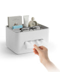 Dispenser Multiuso da Tavolo - Organizer con 3 Scomparti e Porta Fazzoletti
