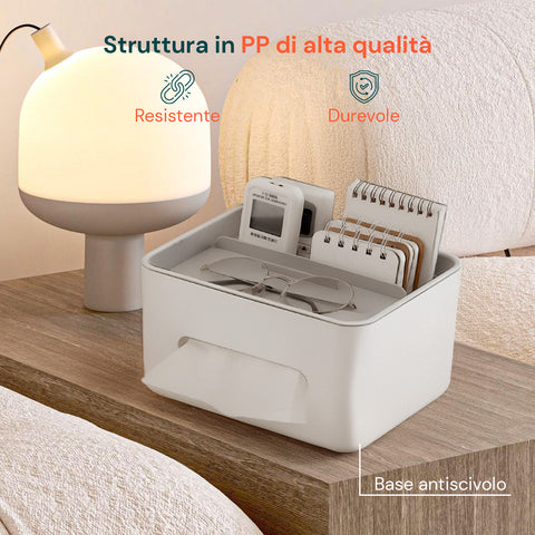 Dispenser Multiuso da Tavolo - Organizer con 3 Scomparti e Porta Fazzoletti