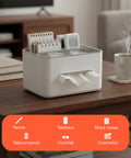 Dispenser Multiuso da Tavolo - Organizer con 3 Scomparti e Porta Fazzoletti