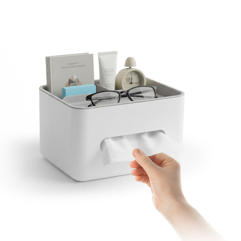 Distributeur de Table Polyvalent - Organisateur avec 3 Compartiments et Porte-Mouchoirs