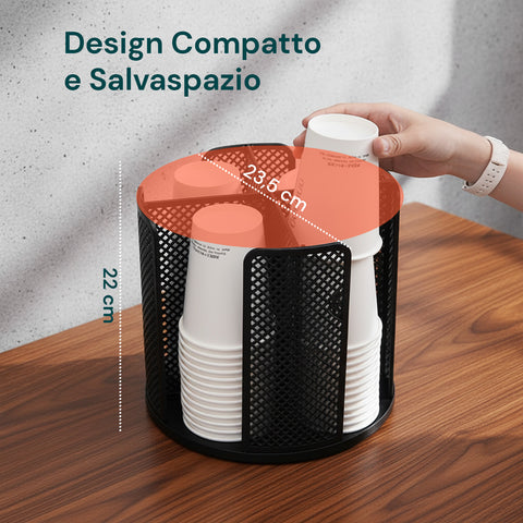 Porta Bicchieri Salvaspazio Girevole 360° con 4 Scomparti Salvaspazio