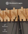 Appendiabiti da Parete in Legno con 6 Ganci Ribaltabili a Scomparsa