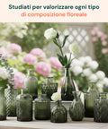 Set 12 Vasi Decorativi in Vetro con Forme e Misure Assortite per Fiori e Centrotavola