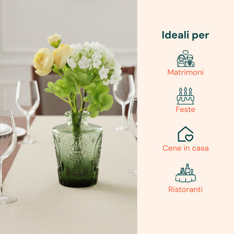 Set 12 Vasi Decorativi in Vetro con Forme e Misure Assortite per Fiori e Centrotavola