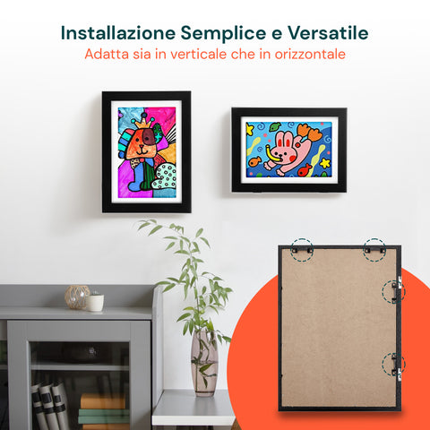 Set 2 Cornici Espositive A4 Apribili da Parete con Vetrina e Chiusura Magnetica