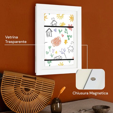 Set 2 Cornici Espositive A4 Apribili da Parete con Vetrina e Chiusura Magnetica