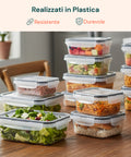 Set 24 Contenitori Ermetici per Alimenti con Etichette Riutilizzabili e Penna