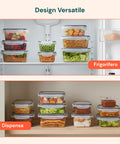 Set 24 Contenitori Ermetici per Alimenti con Etichette Riutilizzabili e Penna