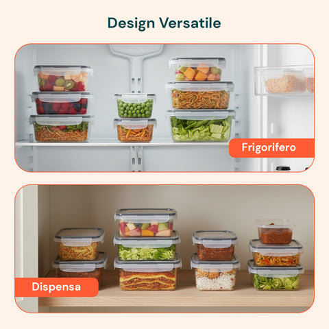 Set 24 Contenitori Ermetici per Alimenti con Etichette Riutilizzabili e Penna