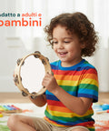 Tamburello Ritmico in Legno e Rivestimento in Poliestere Ø25 cm con 8 Sonagli