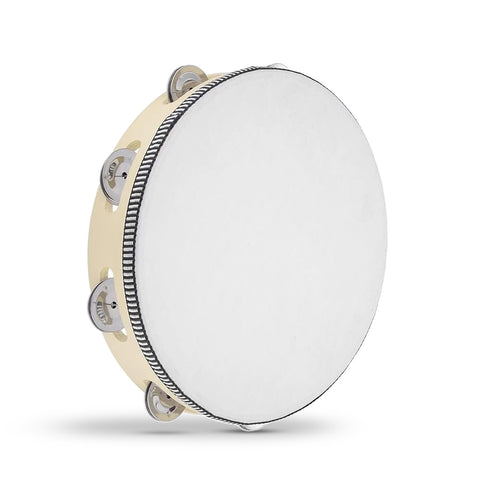Tambourin rythmique en bois et revêtement en polyester Ø25 cm avec 8 cymbalettes