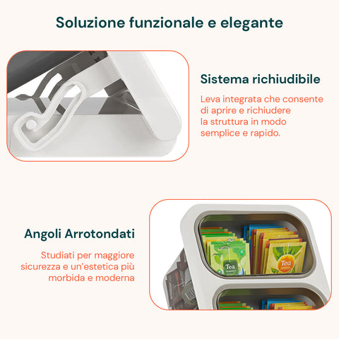Organizer Salvaspazio Multiuso Richiudibile con 3 Contenitori Rimovibili