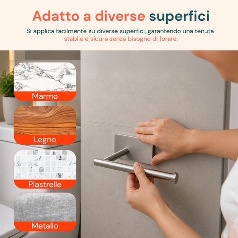 Set de 5 accessoires de salle de bains adhésifs noirs en acier inoxydable, capacité de charge 2,5 kg - avec porte-rouleau et crochets pour serviettes