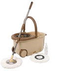 Kit Mocio Rotante 360° con Secchio 14L - 46x27x22cm e Centrifuga in Acciaio – Include 2 Testine in Microfibra, Dosatore Sapone e Asta Telescopica – Set Lavapavimenti Universale con Ruote e Scarico
