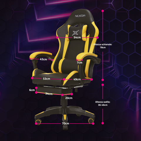 Fauteuil gaming inclinable avec repose-pieds escamotable, coussin lombaire et appuie-tête