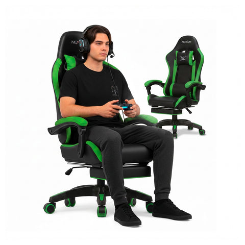 Sedia Gaming Reclinabile con Poggiapiedi Estraibile ,Cuscino Lombare e Poggiatesta