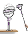 Racchetta Elettrica Zanzare 2-in-1 – Manico Telescopico Estensibile 79-106cm e Testa Rotante 90° – Griglia 4000V a 5 Strati, Luce UV 365nm e Batteria 1800mAh USB-C – Sterminatore Insetti Soffitto