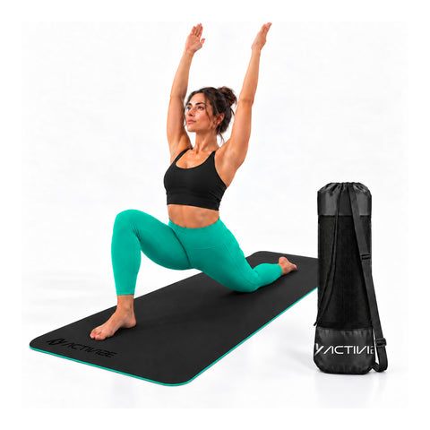 Tapis de yoga antidérapant en TPE de 6 mm, double face avec bandoulière