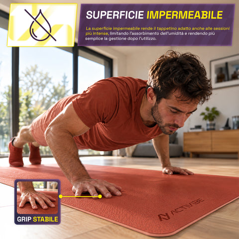 Tapis de yoga antidérapant en TPE de 6 mm, double face avec bandoulière