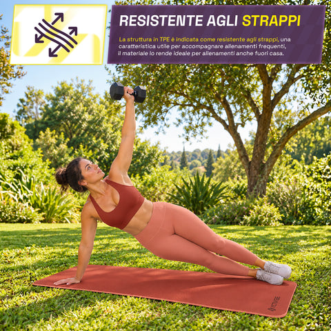 Tapis de yoga antidérapant en TPE de 6 mm, double face avec bandoulière