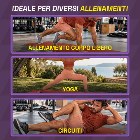 Tapis de yoga antidérapant en TPE de 6 mm, double face avec bandoulière