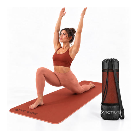 Tapis de yoga antidérapant en TPE de 6 mm, double face avec bandoulière