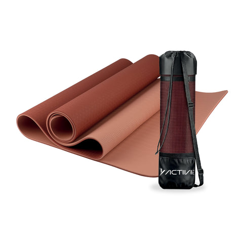 Tapis de yoga antidérapant en TPE de 6 mm, double face avec bandoulière