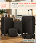 Set 3 Trolley Rigidi da Viaggio + Beauty Case con 4 Ruote Multidirezionali (56-66-76 cm)