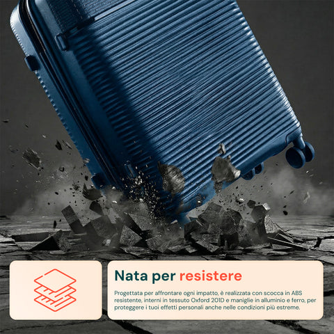 Set 3 Trolley Rigidi da Viaggio + Beauty Case con 4 Ruote Multidirezionali (56-66-76 cm)