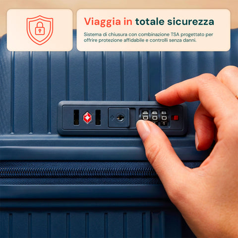 Set 3 Trolley Rigidi da Viaggio + Beauty Case con 4 Ruote Multidirezionali (56-66-76 cm)