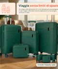 Set 3 Trolley Rigidi da Viaggio + Beauty Case con 4 Ruote Multidirezionali (56-66-76 cm)