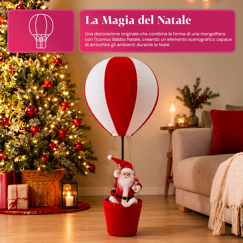 Decorazione Natalizia da Interno – Mongolfiera con Babbo Natale e Dettagli Festivi