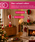 Decorazione Natalizia da Interno – Mongolfiera con Babbo Natale e Dettagli Festivi