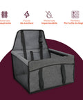 Seggiolino Auto per Cani Piccoli 39x39 H28cm Robusto con Gancio di Sicurezza