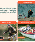 Rete da Pesca Portatile 75 cm in PP Resistente con Sistema Anti-Fuga