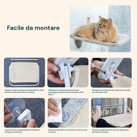 Letto da Finestra per Gatti – Amaca Pieghevole Fino a 10kg di Portata