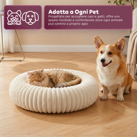 Cuccia Donut Morbida e Confortevole per Cani e Gatti Varie Taglie e Colorazioni