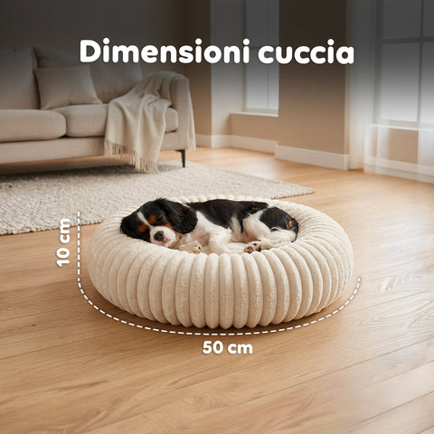 Cuccia Donut Morbida e Confortevole per Cani e Gatti Varie Taglie e Colorazioni