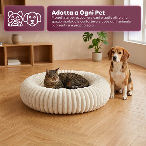 Cuccia Donut Morbida e Confortevole per Cani e Gatti Varie Taglie e Colorazioni