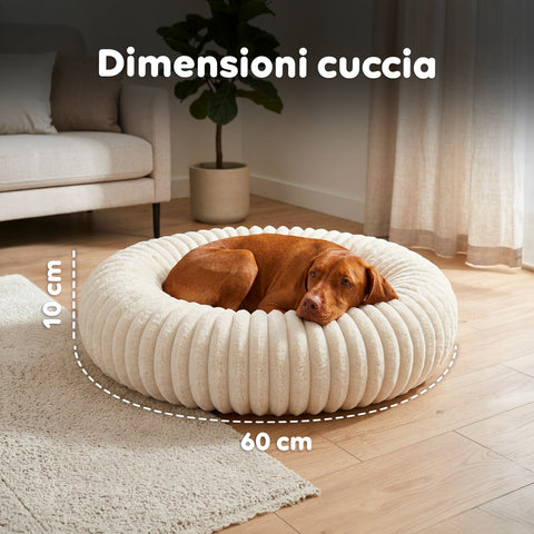 Cuccia Donut Morbida e Confortevole per Cani e Gatti Varie Taglie e Colorazioni