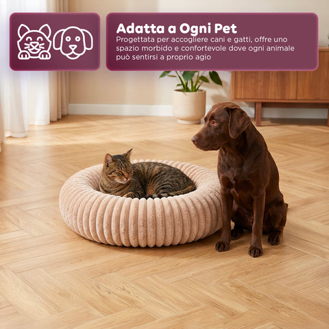 Cuccia Donut Morbida e Confortevole per Cani e Gatti Varie Taglie e Colorazioni