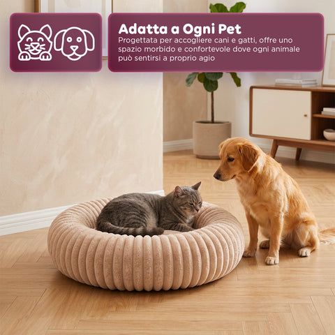 Cuccia Donut Morbida e Confortevole per Cani e Gatti Varie Taglie e Colorazioni