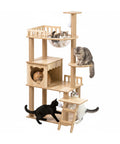 Albero Tiragraffi per Gatti Multilivello con Cuccia e Amaca H135cm