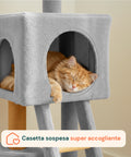 Tiragraffi per Gatti 92 cm con Cuccia, Scala e Giochi