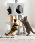 Tiragraffi per Gatti 92 cm con Cuccia, Scala e Giochi