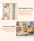 Tiragraffi per Gatti 92 cm con Cuccia, Scala e Giochi