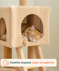 Tiragraffi per Gatti 92 cm con Cuccia, Scala e Giochi