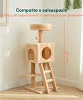 Tiragraffi per Gatti 92 cm con Cuccia, Scala e Giochi